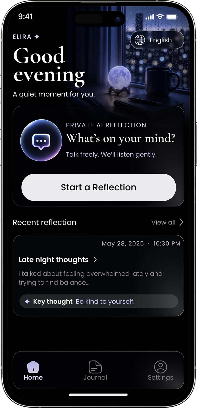 Home — start a reflection or return to a recent thought.