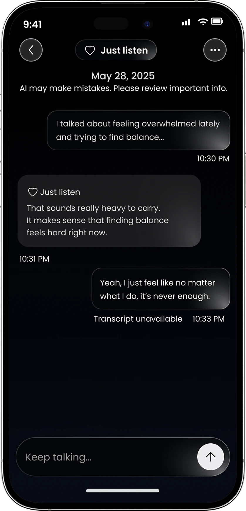 AI Listening — a conversation at your own pace.
